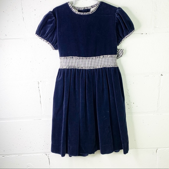navy velvet girls dress